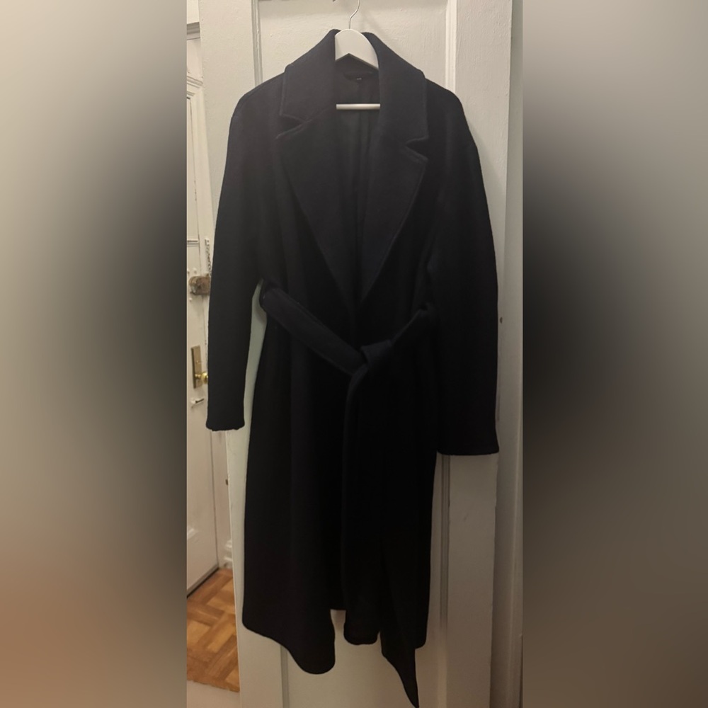 & Other Stories Navy Wrap Belted Pea Coat - Picture 4 of 6